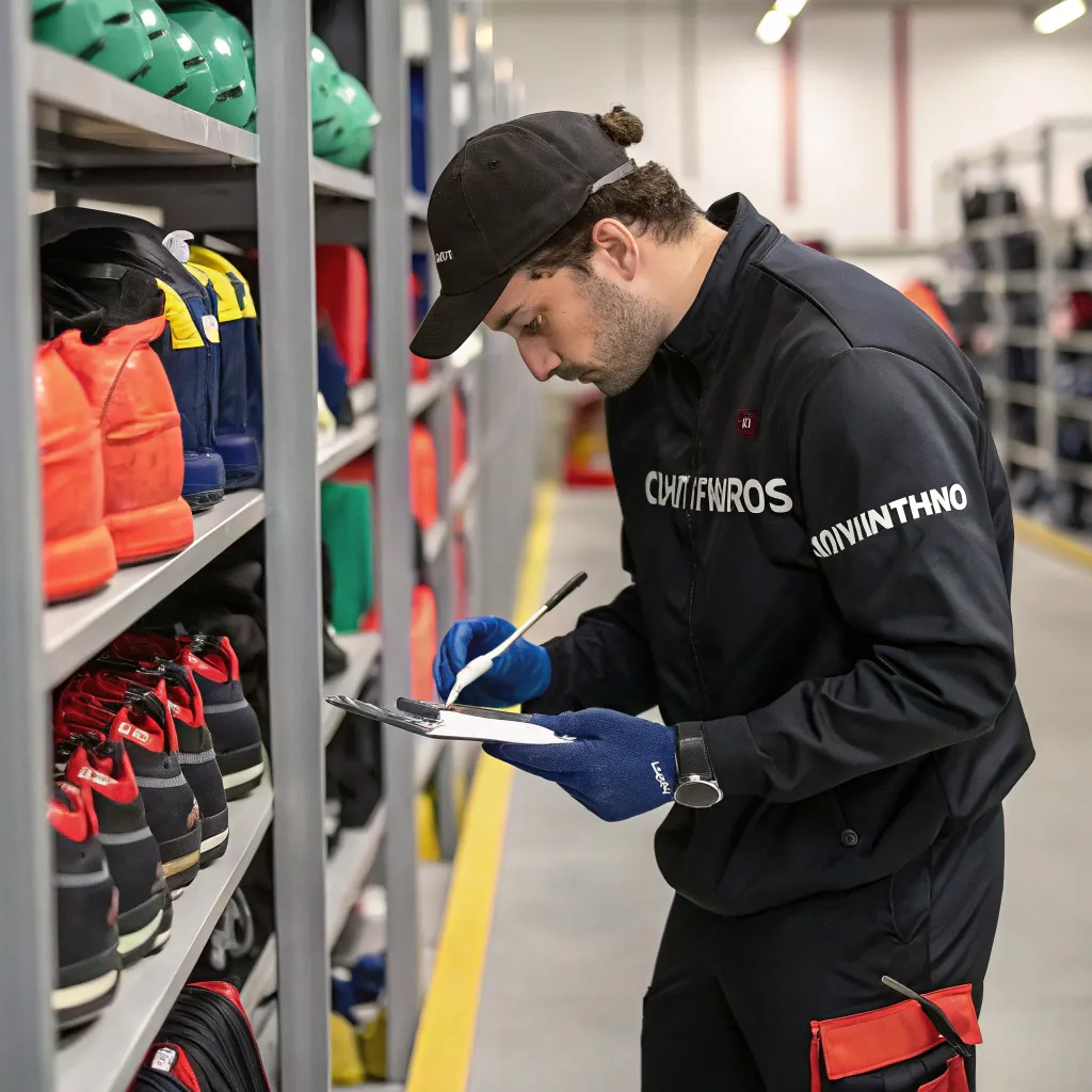 CRIVANTHOS staff checking sports equipment for safety and quality assurance