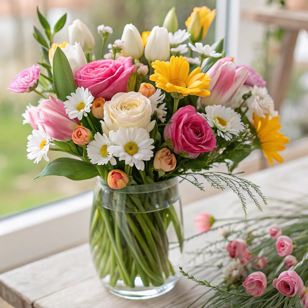 Spring bouquet with mixed flowers