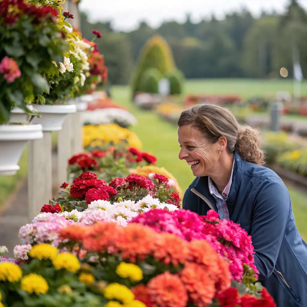 Customer enjoying floral display